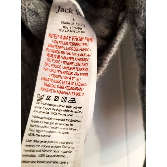 Jack Wills Gray Cable Knit Sweater Mens L Merino Wool Crew Fabulously British - Picture 8 of 8